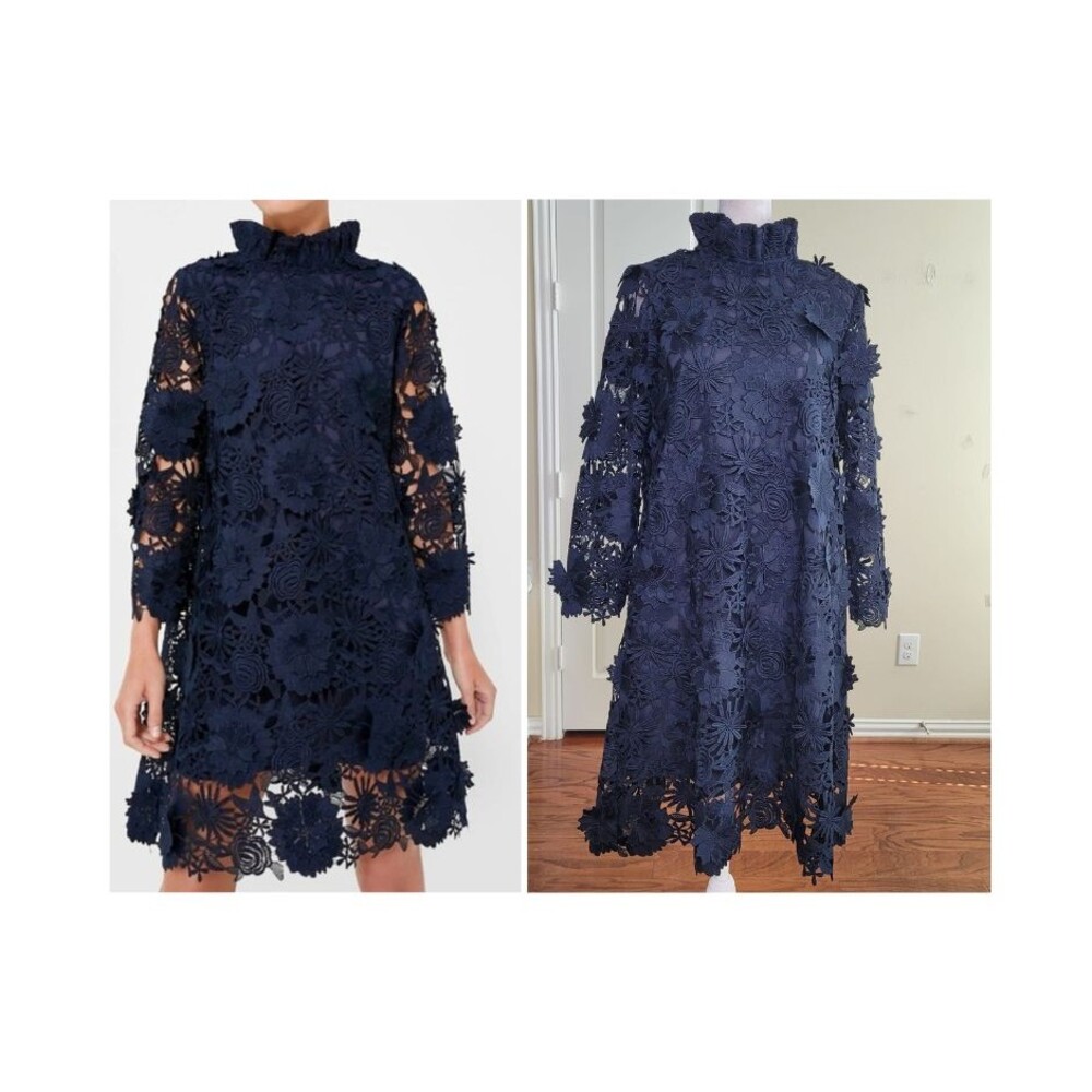 Tuckernuck Navy Blue Floral Lace Midi Dress